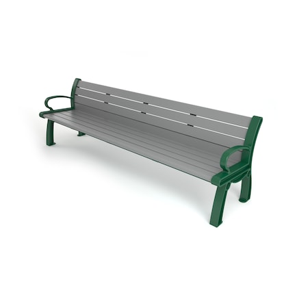 FROG FURNISHINGS Gray 8' Heritage Bench with Green Frame PB 8GRAGFHER